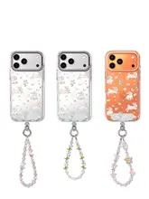 FUNNY RICH 可愛いウサギ柄のiPhone用ケース【iPhone対応・ストラップ付き・衝撃吸収】