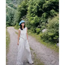 方米儿 ヴィンテージ風 シンプルトップス【ゆったりデザイン・感・カジュアル】とワイドパンツセット