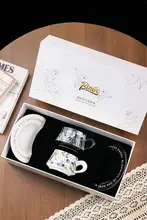 高級陶器製コーヒーカップ＆ソーサーギフトボックス【カップ・カッププレート・ペアカップ・おしゃれ・誕生日や結婚祝いに最適】（セットアップ対応）