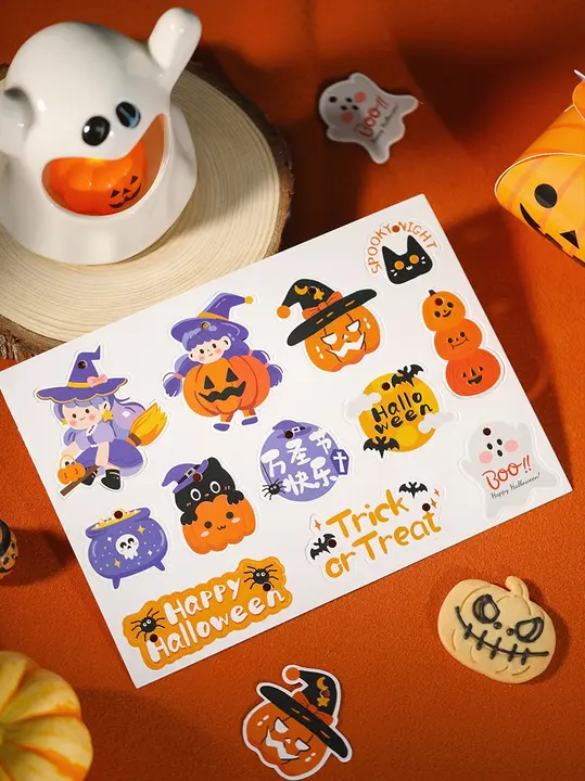 ハロウィン用 カボチャとゴーストデザインの吊り札【お菓子用・装飾カード】