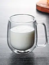 耐熱ガラスカップ 二重断熱 家庭用 カップ ハンドル付き 蓋付き 冷飲 乳牛 カップ コーヒー