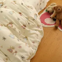 かわいいクマの親子デザイン フランネル毛布【冬用・珊瑚フリース・厚手】