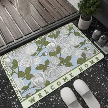 アメリカンスタイルのデザイン！吸水速乾の滑り止めバスルームマット【硅藻土・シリコーン素材】