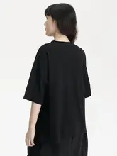 夏用 アートプリント ブラッ ク半袖Tシャツ【ゆったりフィット・レディース】