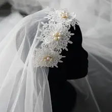 エレガントなレース花柄のソフトベール【旅撮影用・韓国風・シンプルデザイン】
