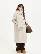 極上の柔らかさウールコート【牛角ボタン・スカーフ付き・冬用・厚手】