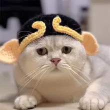 手作りニットペット帽子【猫用・犬用・お正月・カエルデザイン】