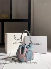 バケットバッグ レディース グラフィティ柄 ピンク×ブルー 斜めがけ ショルダーバッグ キュート おしゃれ 「MackJanice」