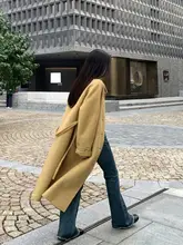ダブルフェイスウールコート【グレー・ハイエンド・ひし形模様・大人向け・中長丈・秋冬用】