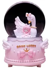 白鹅绒入り 水晶球ミュージックボックス【雪が舞うデザイン・子供や友人への誕生日プレゼント】