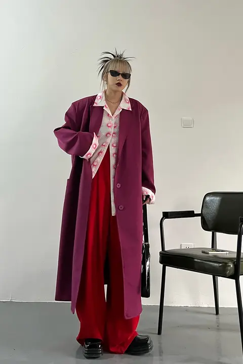 トレンチコート ロングコート レディース パープル トラッド シック 上品 きれいめ 春 秋 アウター