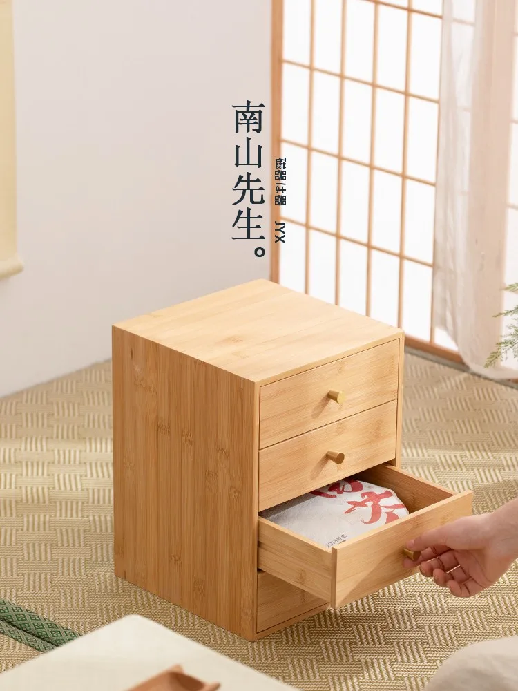 木製四段茶具収納ラック：中式デザインが提供  するテーブル用の収納効率