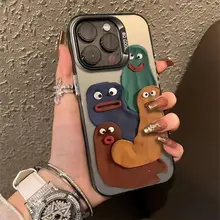 趣味のユニークなカートゥーンデザインiPhone対応ケース【フルカバー・衝撃吸収・シリコン素材】