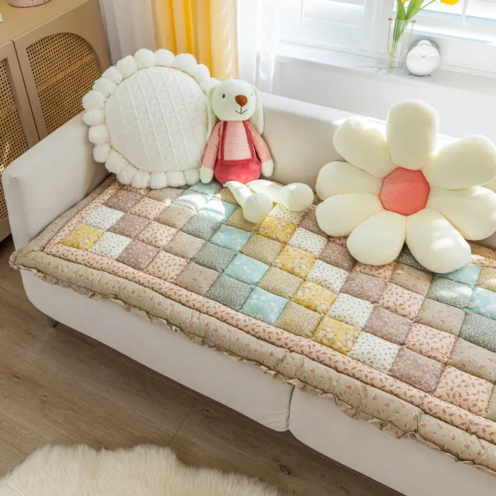 北欧風 手作りコットンソファクッション【防滑・厚手・季節問わず使用可能】