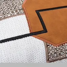 北欧スタイル クッション【ナチュラルなミルクコーヒー色・綿麻・デザイナーの刺繍デザイン】