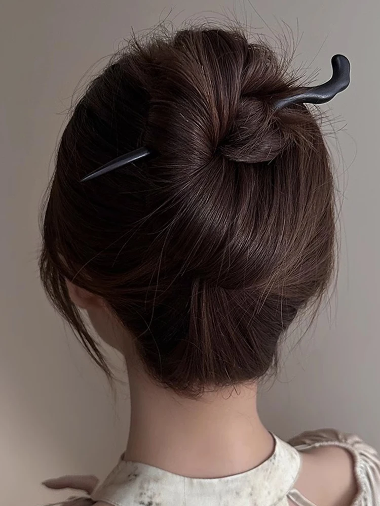天然黒檀木ヘアピン：日常通勤と高級感を兼ね備えた古風デザインの発簪