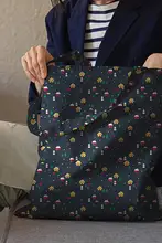 クリスマスデザインの深青色コットンDIY生地【手作り衣服やバッグに最適】（セットアップ対応）