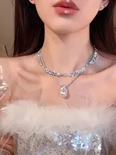 ロマンティックなデザインの二重パール風ジルコニアネックレス【クールな雰囲気・洗練されたスタイル】