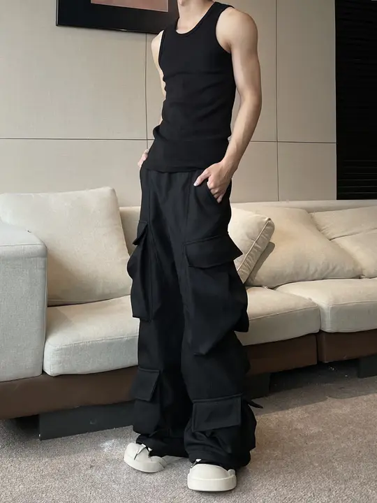 DAY NY 機能性大口ポケット重厚感工装パンツ【アメリカンスタイル・ワイドストレート・カジュアル】