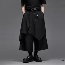 9分丈 ワイドパンツ ユニセックス フェイクレイヤード ストレート ヴィンテージ チャイナテイスト 山スタイル「RFDRFD」