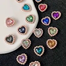 アヤコ 手作り 18mmパール縁飾り ハート花プレート ブローチDIYアクセサリーパーツ