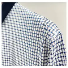 夏用クールタッチの極上の柔らかさのポロシャツ【格子柄・麻のような光沢・抗シワ・短袖】