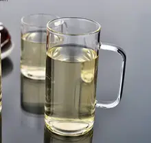 耐熱透明ガラスカップ 厚手 水カップ ハンドル付き オフィス用 ハーブティーカップ ティーセット