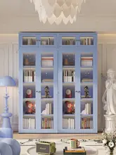 本棚 子供向 ガラス フレンチクリームスタイル 格子デザイン