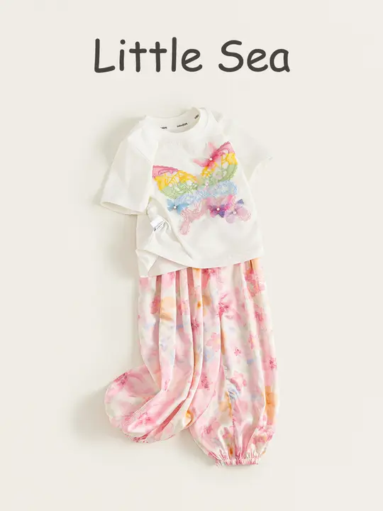 セットアップ 2点セット キッズ ガールズ 半袖Tシャツ 立体リボン 短丈 ジョガーパンツ カジュアル 甘め おしゃれ 夏