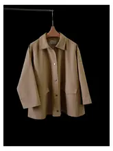 秋用 エレガントなサンドカラーのロングコート【通勤スタイル・英倫風】