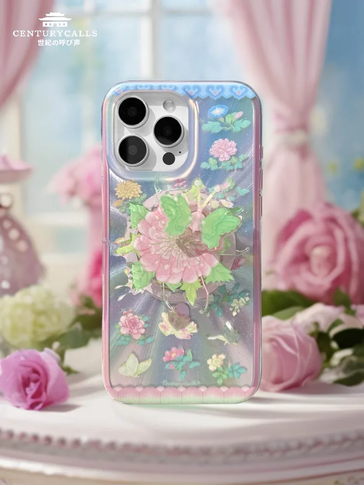 粉彩花蝶磁吸式中式スマホスタンド：中国風アートデザインでスマートフォンの視認性を向上