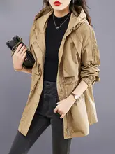ウエストドローストリング付き レディース春秋用フード付きショートコート【リラクシングデザイン・韓国風】