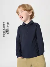 おしゃれな長袖ポロシャツ【子供用・学院風・秋冬用・白】