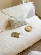 ソファカバー ソファパッド 掛け布 綿100% 水洗加工 刺繍 「M.life」
