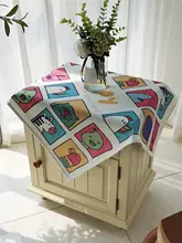 防水加工コットンリネン製テーブルクロス【田舎風・パール松デザイン・全周カバー】