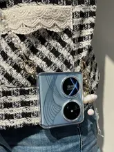 Huawei Pocket2用 スマホケース【透明シリコン・薄型・落下防止・パールハンドストラップ付き】