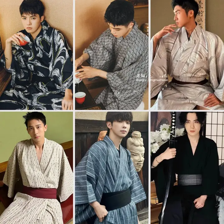 男性用和風ロングバスローブ【武士スタイル・浴衣・民宿向け】