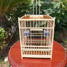 画眉鳥用高級竹製四角ケージ【手作り・蓋付き・排泄板付き】