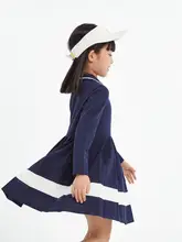 長袖ワンピース キッズ ガールズ ポロ襟 プリーツ 通気性 ストレッチ 動きやすい 秋