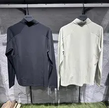 極上の柔らかさのウール長袖メンズハイネック半zip Tシャツ