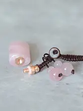 天然水晶粉晶の香水瓶・精油瓶付きキーホルダー【おしゃれなアクセサリー・プレゼントにも最適】