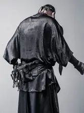 半袖シャツ【偽二重構造・ゆったりとしたシルエット・暗黒系・リボンデザイン】