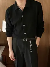 黒のニットカーディガン【メンズ・春秋用・開襟デザイン】