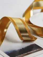 高級感のある黄色ストライプデザイン ポリエステルリボン【ギフトラッピング用・装飾用】