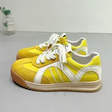 厚底のレディース本革スニーカー【通気性・カジュアル・プレーンデザイン】