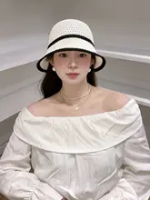 春夏用コントラストカラー編み込みフィッシャーハット【シンプル・日差し対策・アウトドア向け】