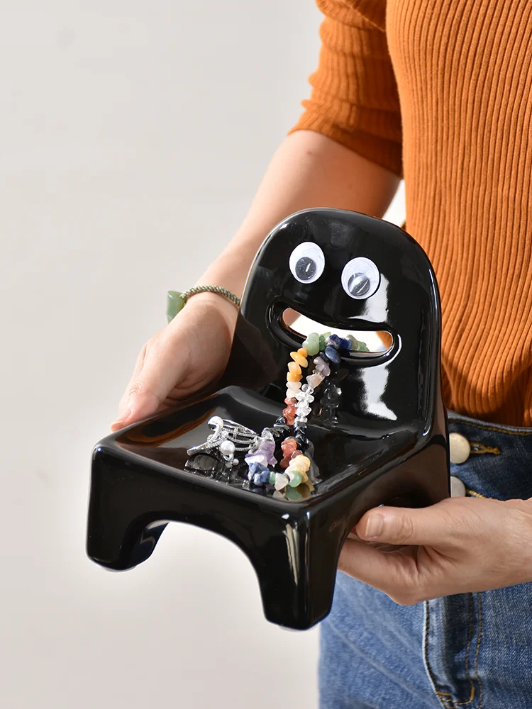 ユニークな小物収納ボックス ヒッピー笑顔の 収納スツール おしゃれでインテリアに合う