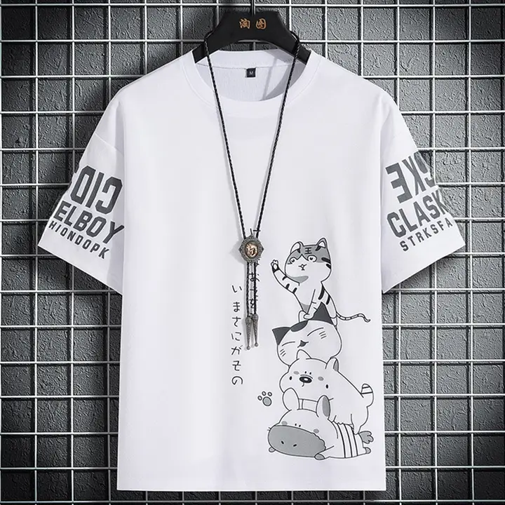 カジュアルなデザインの半袖Tシャツ【夏用・アニメプリント・メンズ】
