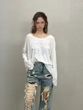 軽くてゆったりしたデザインの水珠プリント超薄Tシャツ