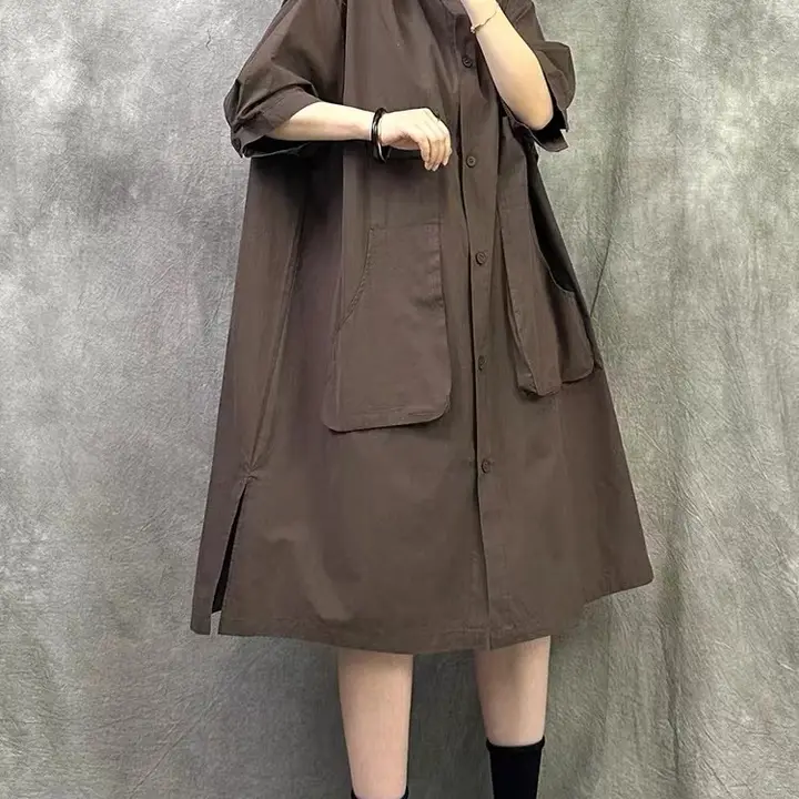 フランス風デザインの夏用ワンピース【ルーズフィット・カジュアル・ブレザースタイル】（セットアップ対応）